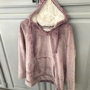Plush Cozy Pink Hoody Pullover SZ L